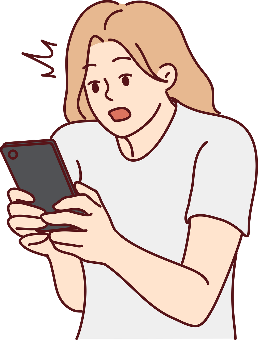 Stunned woman look at cellphone screen shocked